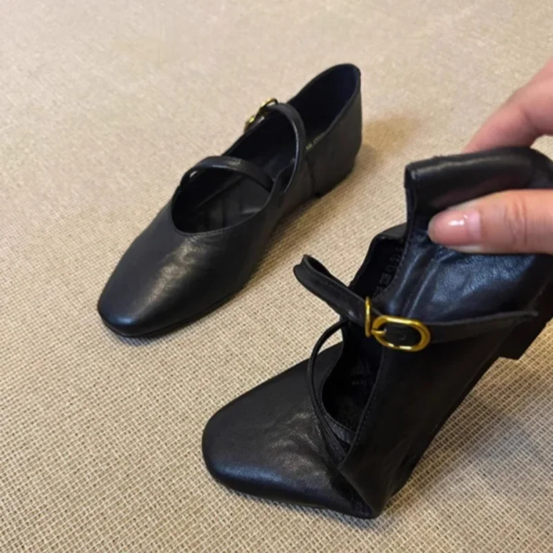 Retro autumn universal Mary Jane shoes made of soft leather flat