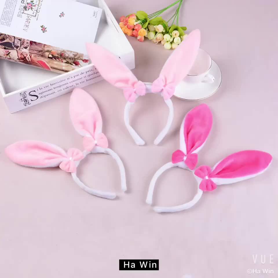 Wholesale Set Of 3 Bunny Ears Headband,Soft Touch Plush Party Accessory