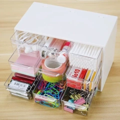 Nine-Grid Desk Organizer Drawer-Style Separation Storage and Sorting Box Student Dorm Dustproof Stationery Desk Storage