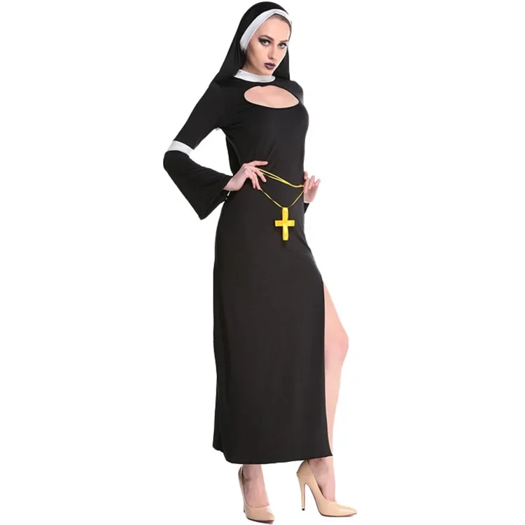 M-Xl Halloween Costume Masquerade Performance Nun Costume Cosplay Role-Playing Nun Uniform