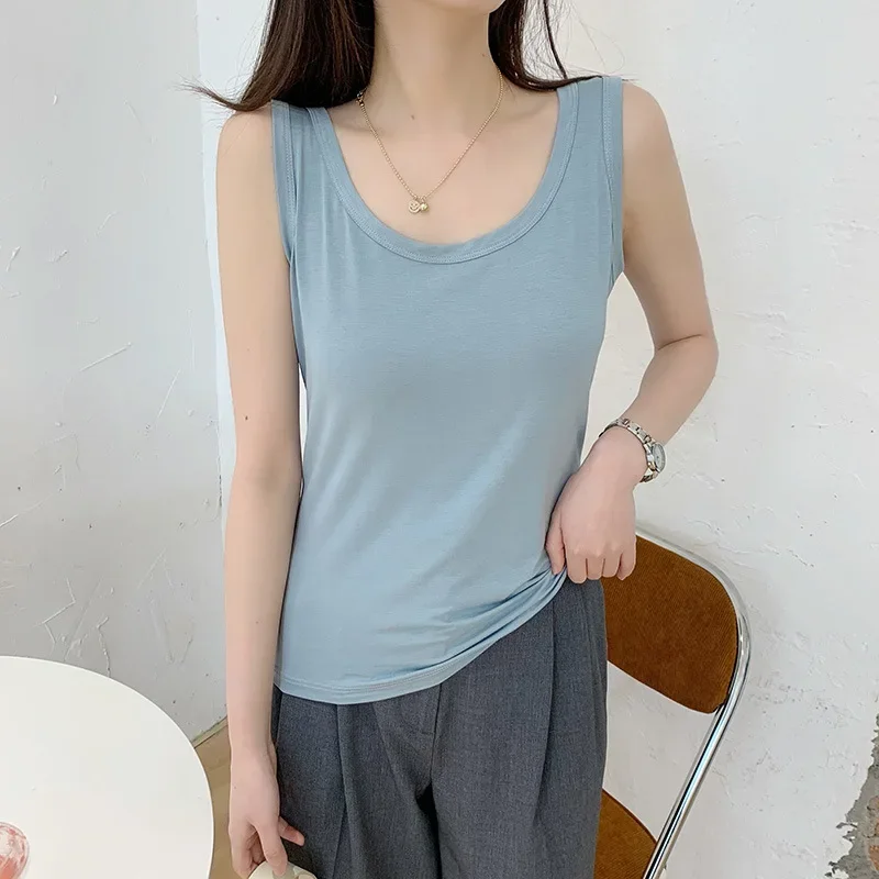 Modest Strap Tank Top, Layered Long Loose Fit Versatile Sheer Inner White Base Top, Plus Size Women's Summer