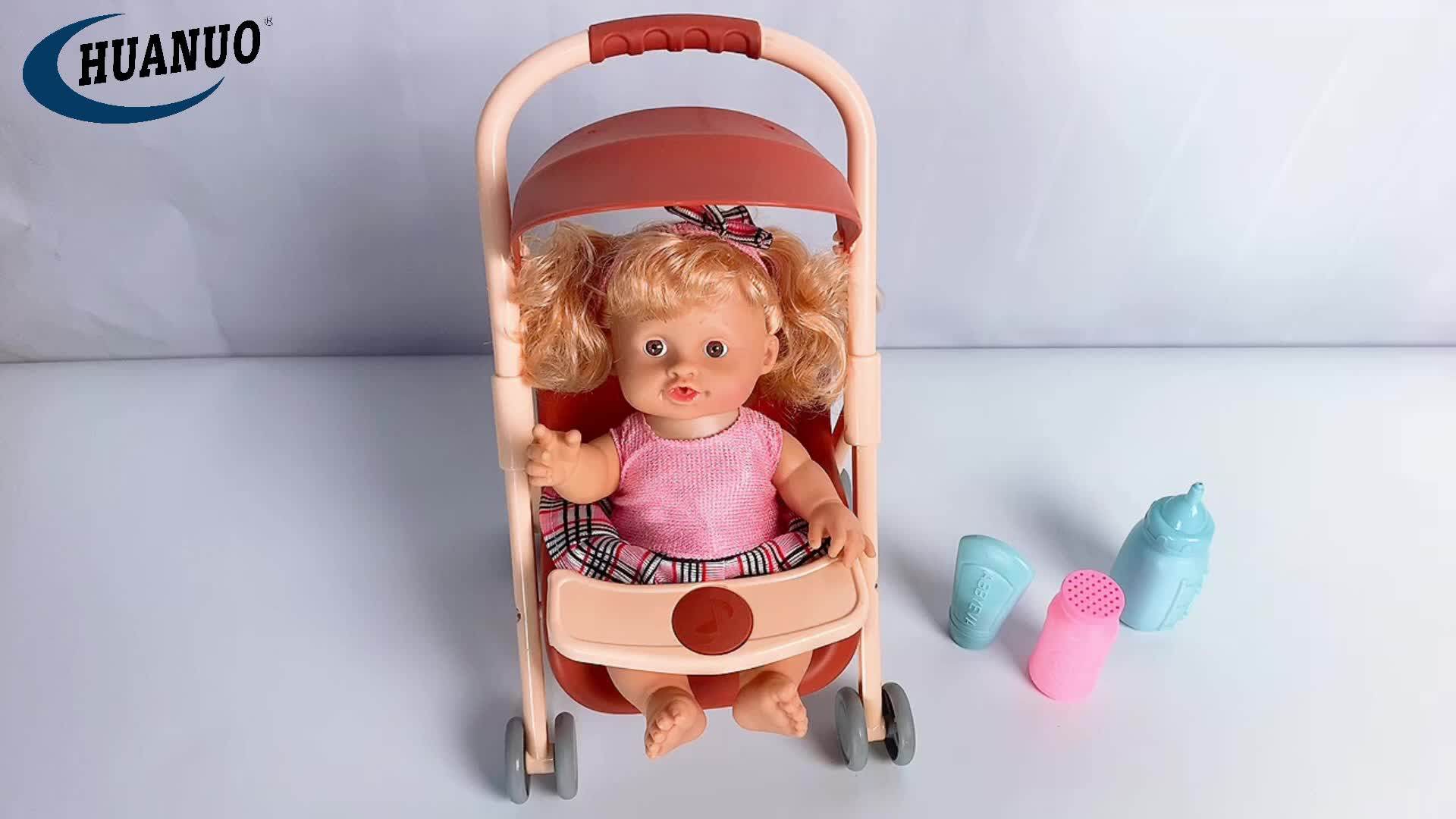 Kids Pretend Play Plastic Trolley Lovely Baby Toy Toy Doll Stroller for  Children Girls Gift