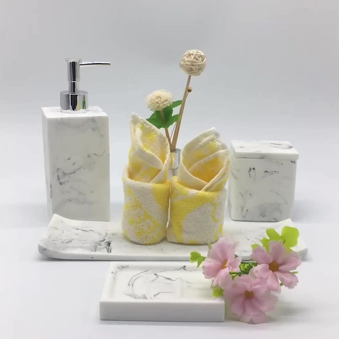 Polished Faux Marble Resin Bathroom Accessories Set Buy Polished