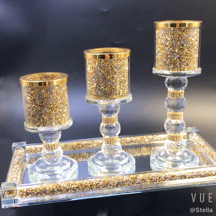 Factory Supply Silver Crystal Diamond Crushed Inside Bling Glass