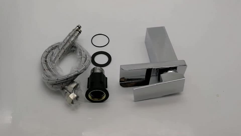 Color Changing Led Water Flow Chrome Waterfall Bathroom Vessel Lavatory