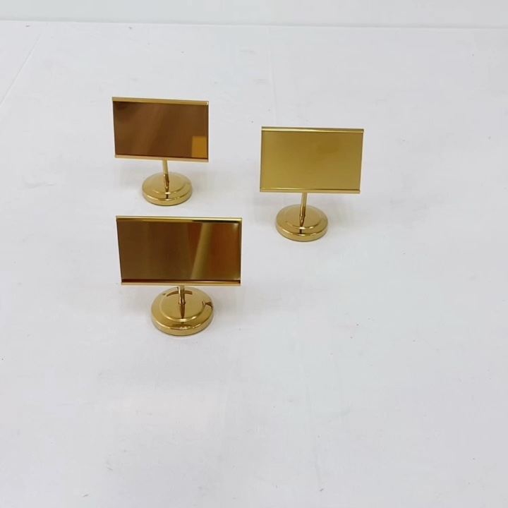 Hotel Restaurant Golden Buffet Name Tag Menu Stand Metal Table Name