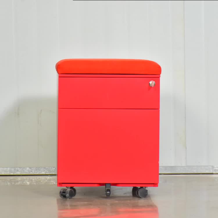 Iyanen Red Cushione Cover Lockable Metal Office File Storage Mobile