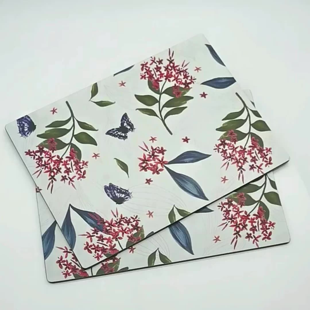 Cork Backed Mdf Heat Resistant Placemat Set Custom Printing Table Mat