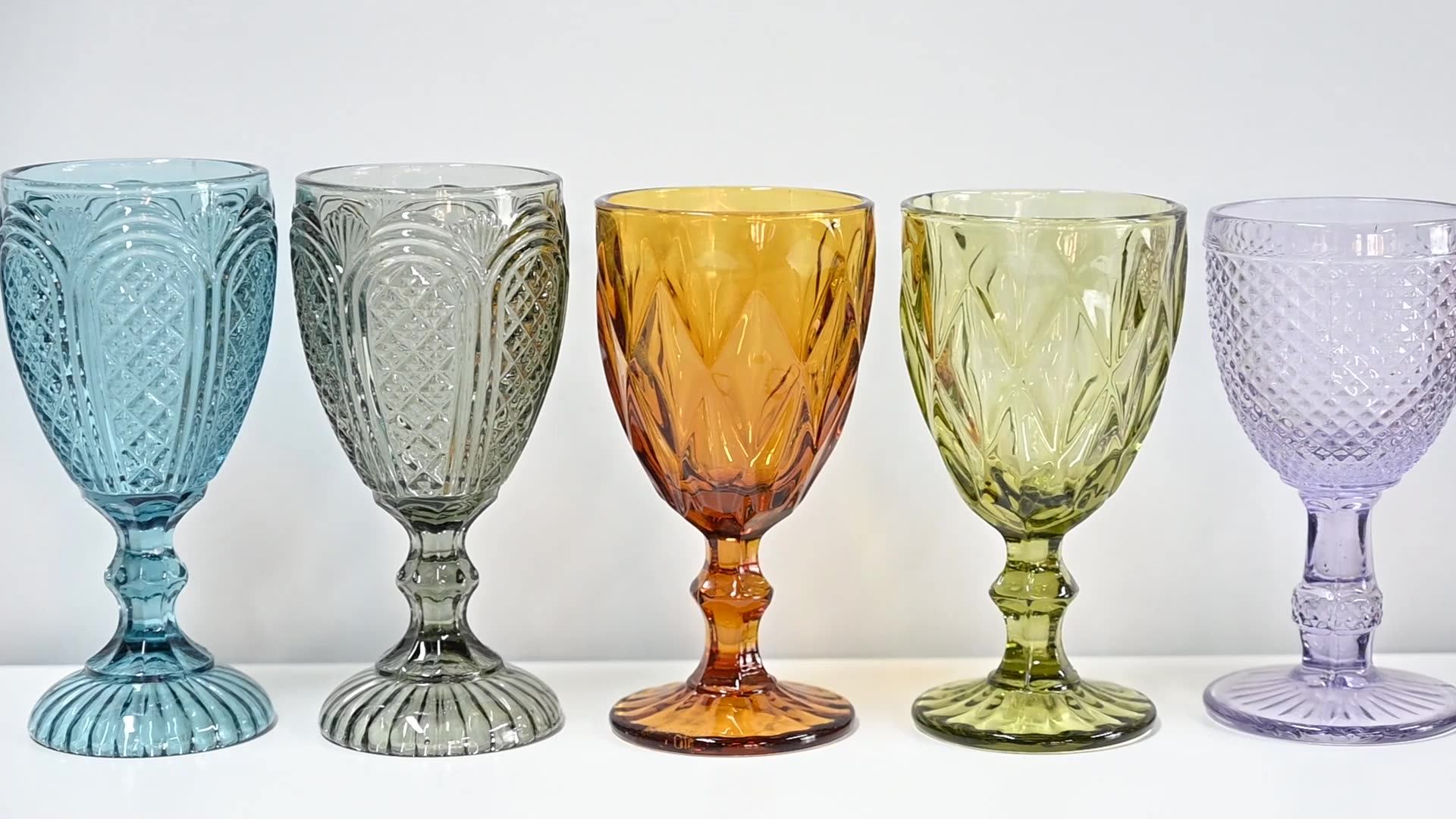 Amber Water Goblet Glass Water Wine Cups Colored Glassware Pink Goblets