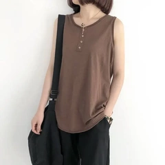 Design-sensual niche button suspender vest for women 2023 spring and summer hot girl slim and slim short I-line sleeveless top