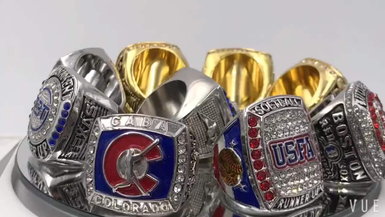 Silver Tone Custom Cheap Large Sports Ring Usssa Champion Men's Ring Buy Champion Men's Ring