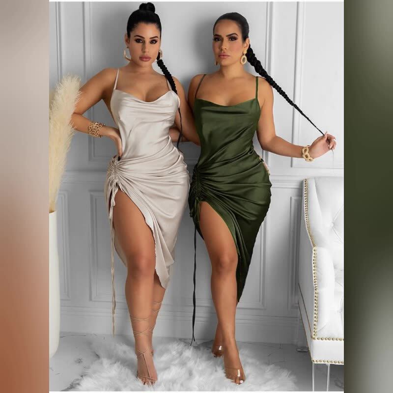 Sexy Party Slip Dress Women Cowl Neck 