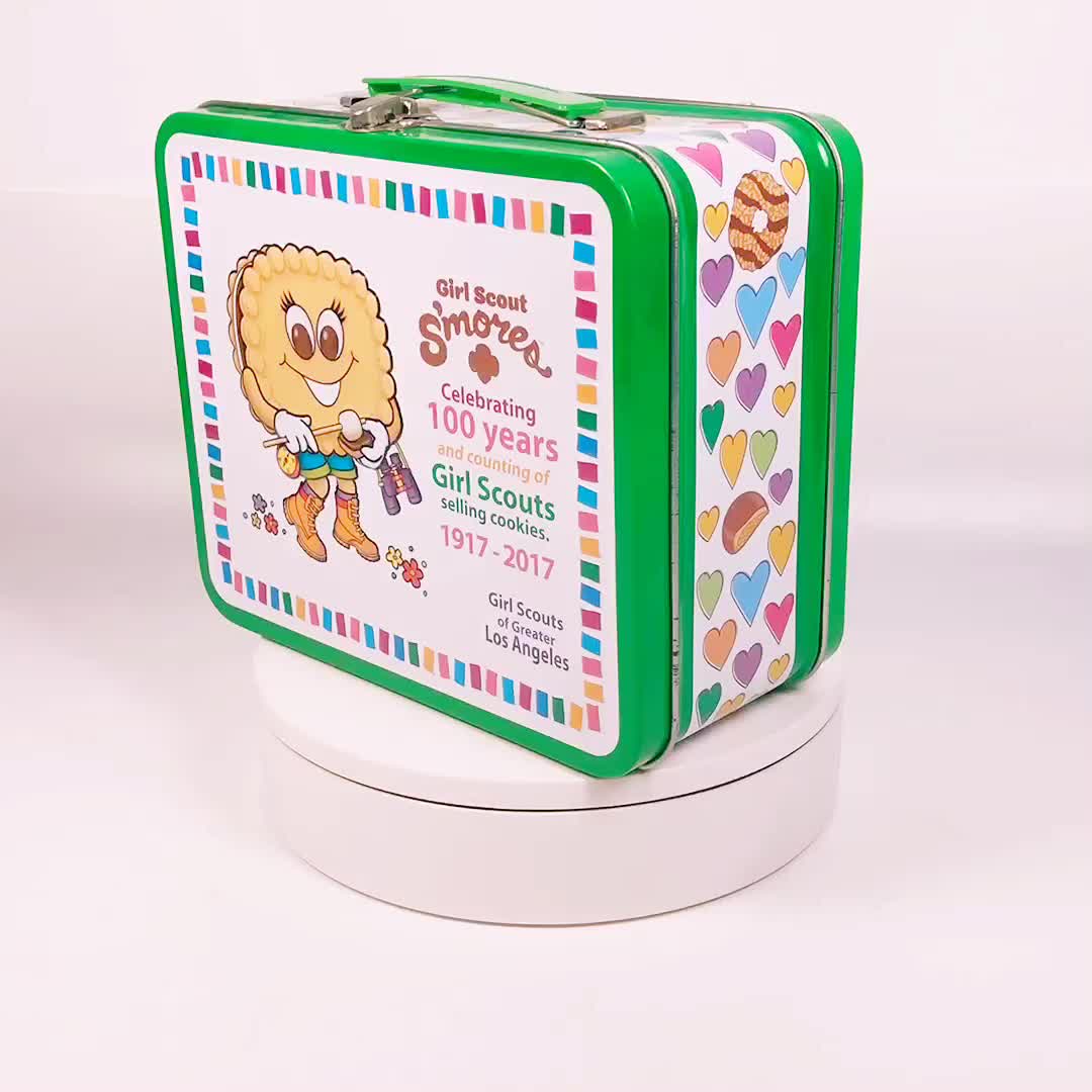Cute Rectangular Lunch Tin Box With Handle And Lock/customized Lunch