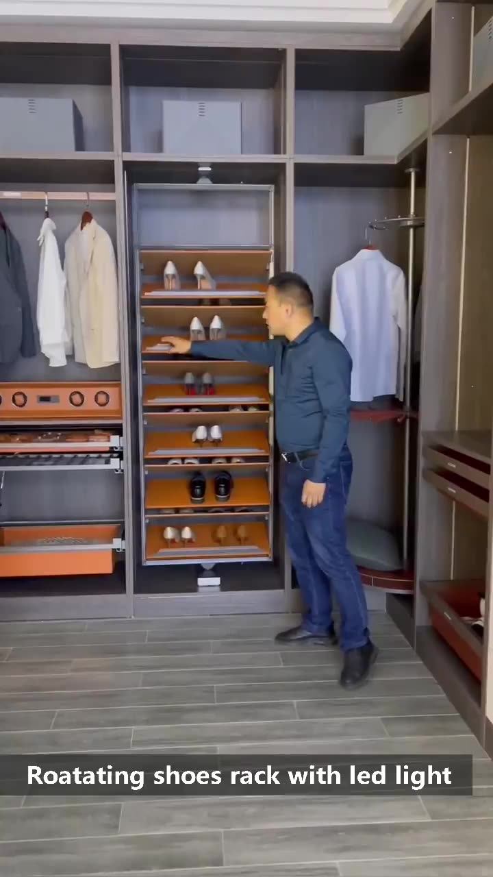 Rotating Shoe Rack With Led Light Shoe Storage Closet Revolving Sensor