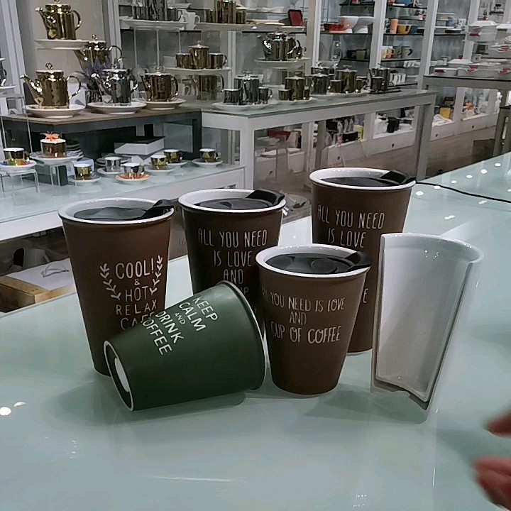 Customized Stone Coated Glazed Ceramic Stoneware Letter Travel Mugs For Office Coffee Cafe Buy