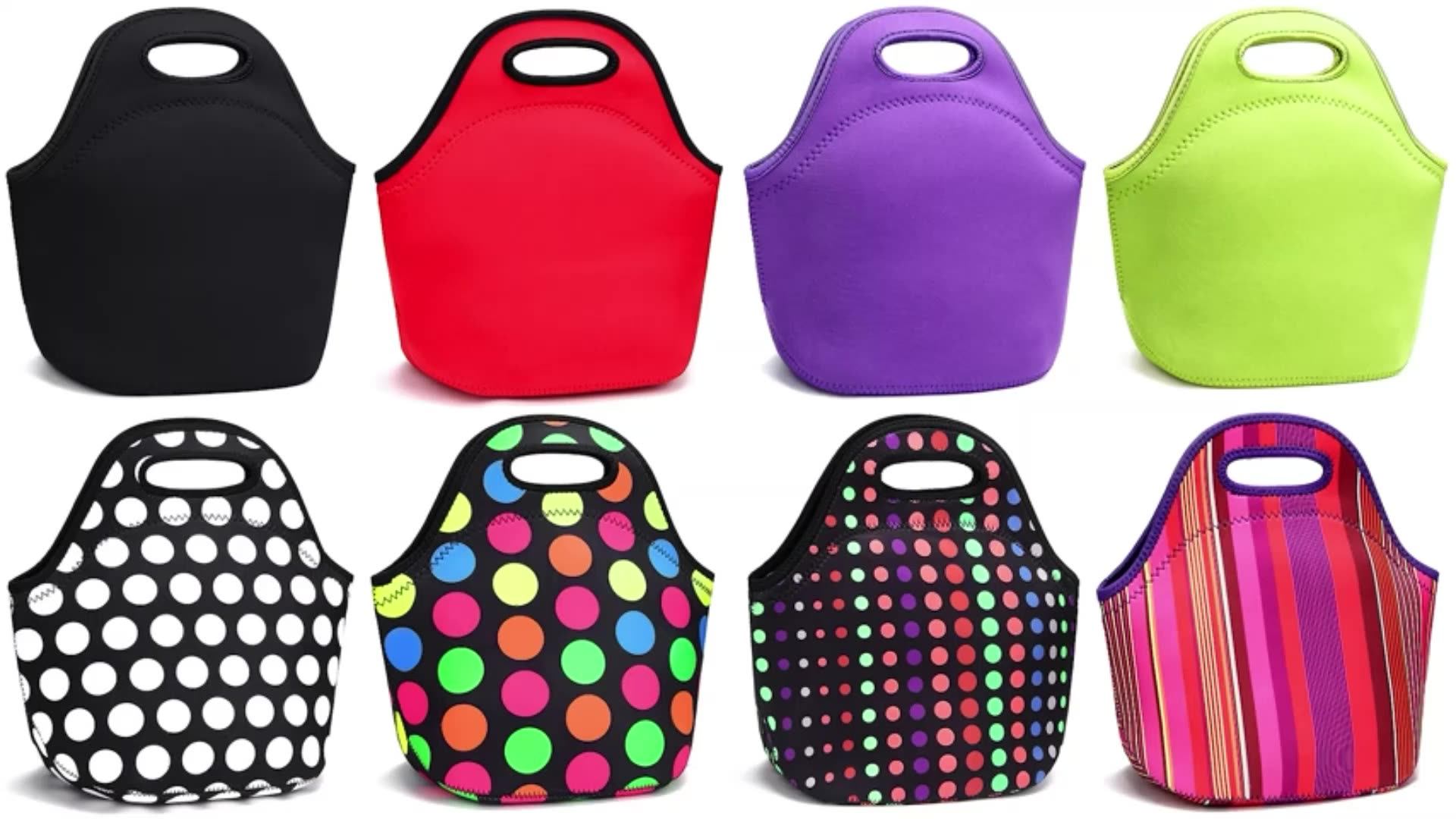 Custom Printed Sbr Neoprene Lunch Bag For Adults Adjustable Shoulder Straps Bag With Zipper