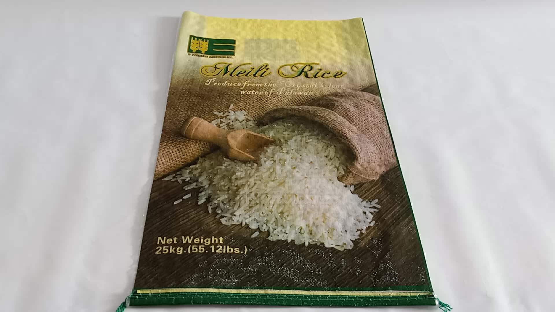 Design Printing 25kg Plastic Sack Pp Woven Rice Packing Bag For