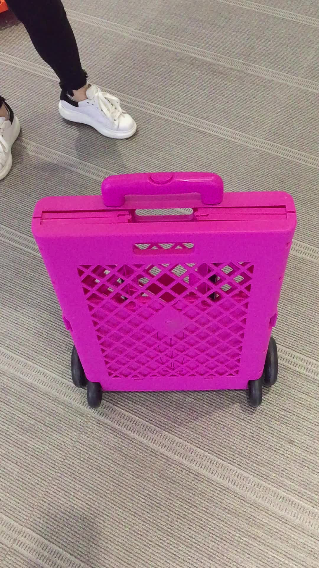 Foldable Shopping Cart Folding Mesh Shopping Cart Home Use Trolley With