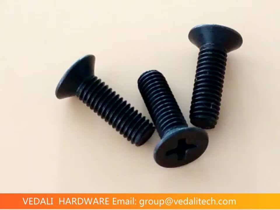Black Flat Head Screws Cross Machine M4 Din 965 Fastener Buy Flat