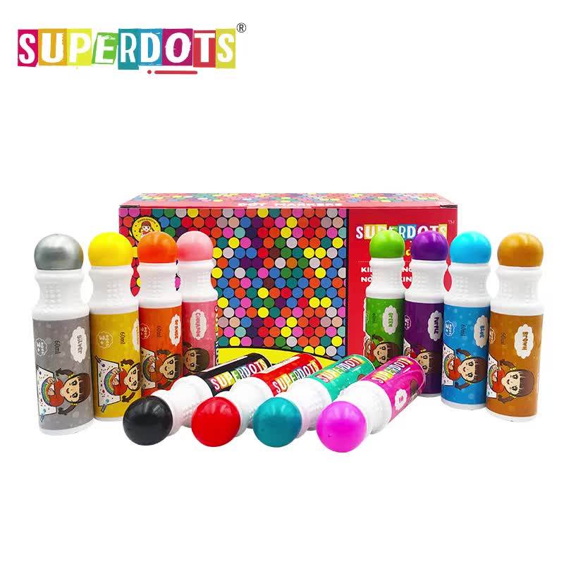 Safe Washable 12 Colors Paint Marker Art Kit Dot Markers Kids Toys
