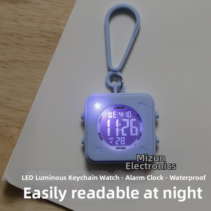 New Square Creative Luminous Waterproof Electronic Watch for Exam Students Running Timing Stopwatch Multifunctional Watch Hanging Watch