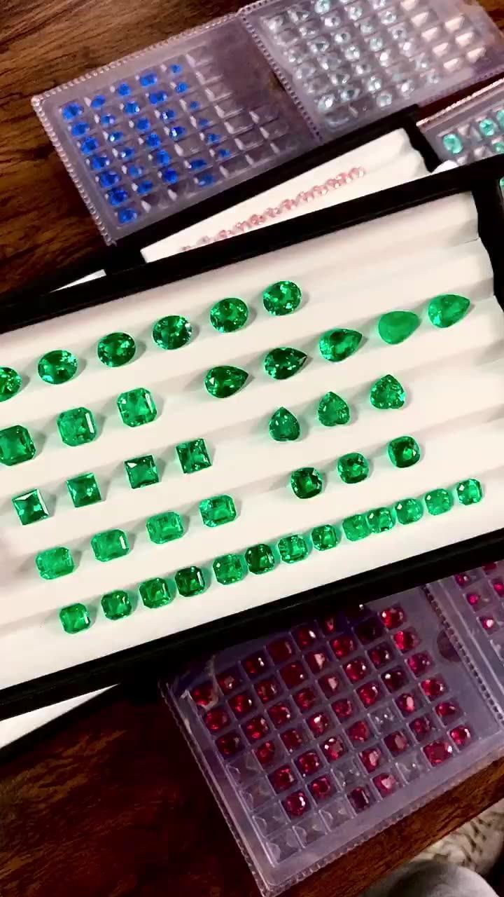 Wholesale Loose Gemstones Fancy Shape Synthetic Columbia Emerald Zambia