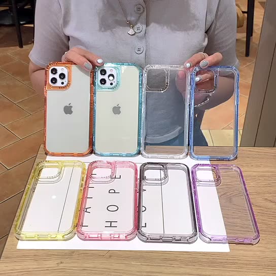 Shockproof Bumper Candy Color Phone Case for iPhone 13 12 11 Pro XS Max XR X 12Mini 7 8 Plus SE 2020 Transparent Soft Back Cover apple magsafe