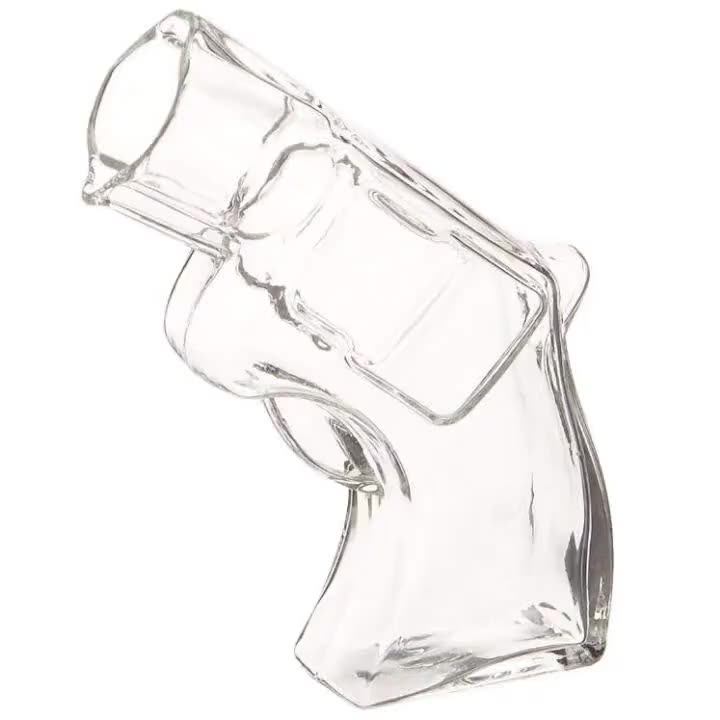 Fancy 190ml Gun Shaped Wine Bottle Unique Pistol Glass Liquor Bottles