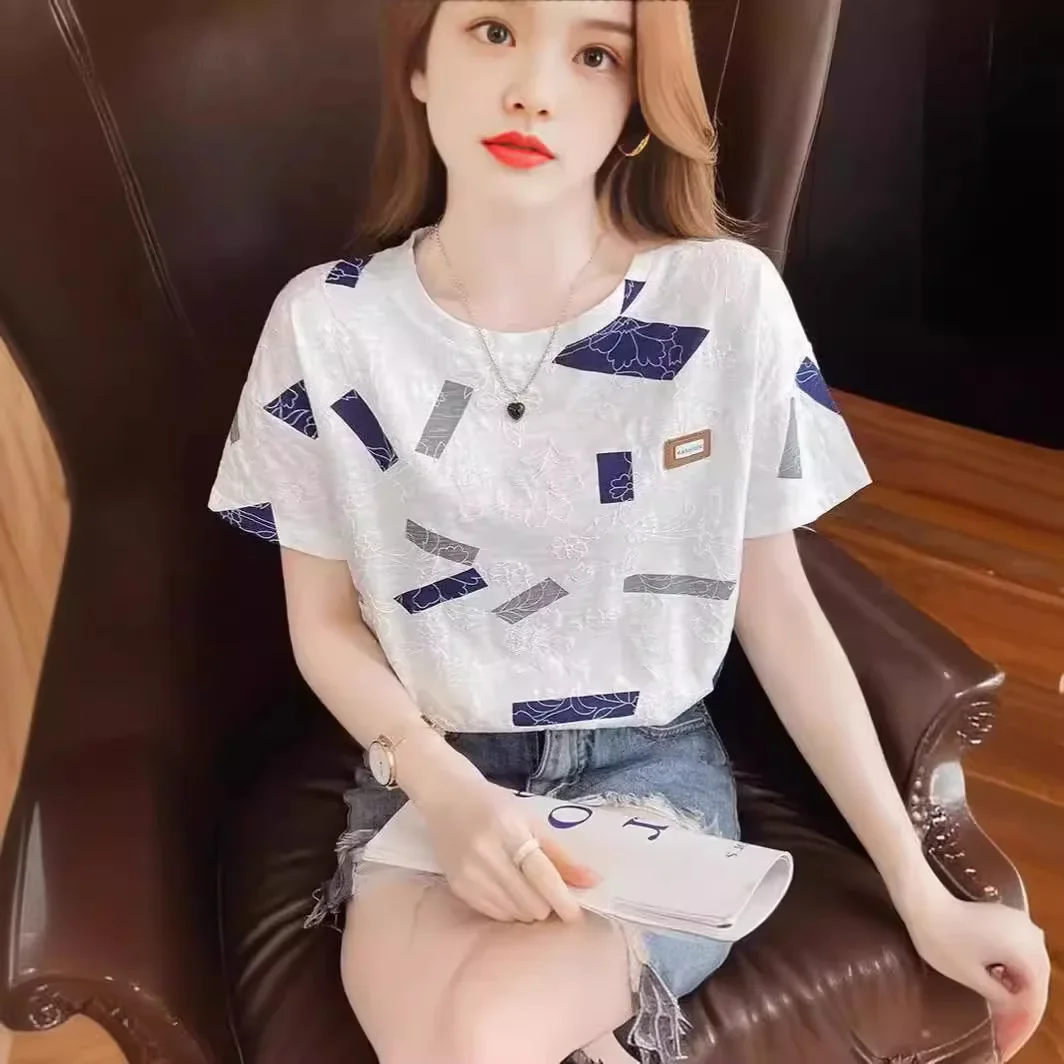 Short-Sleeved T-Shirt Women's White Half-Sleeved T-Shirt Summer Wear 2025 New Korean Style Loose Women's Summer Tops