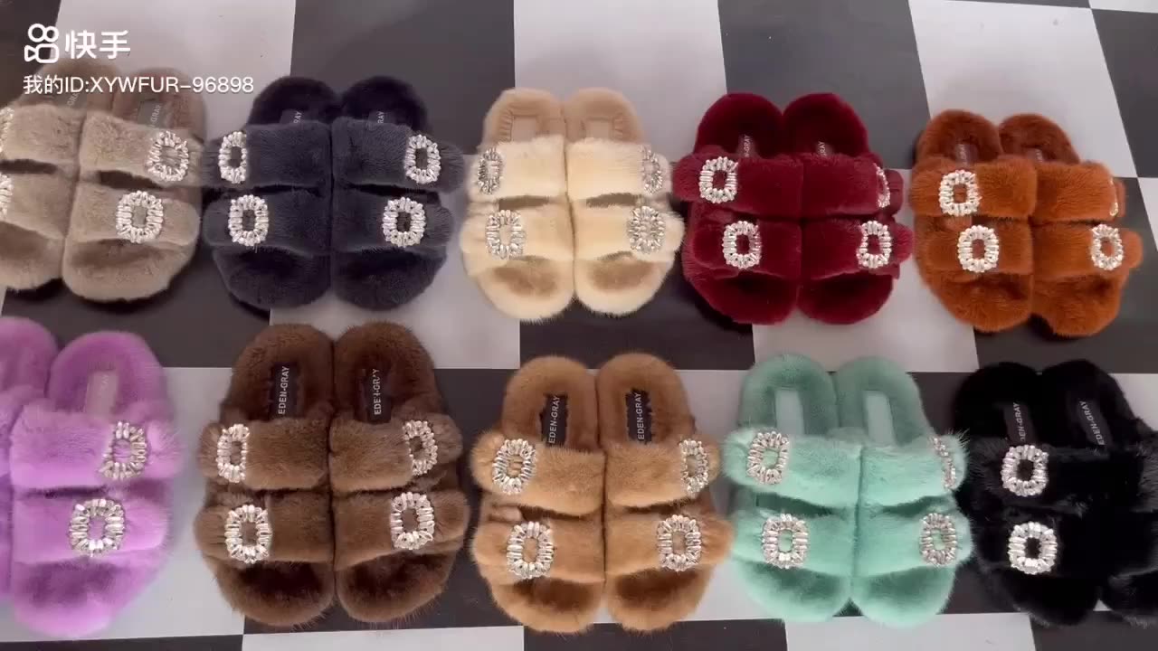 Mink Fur Slides