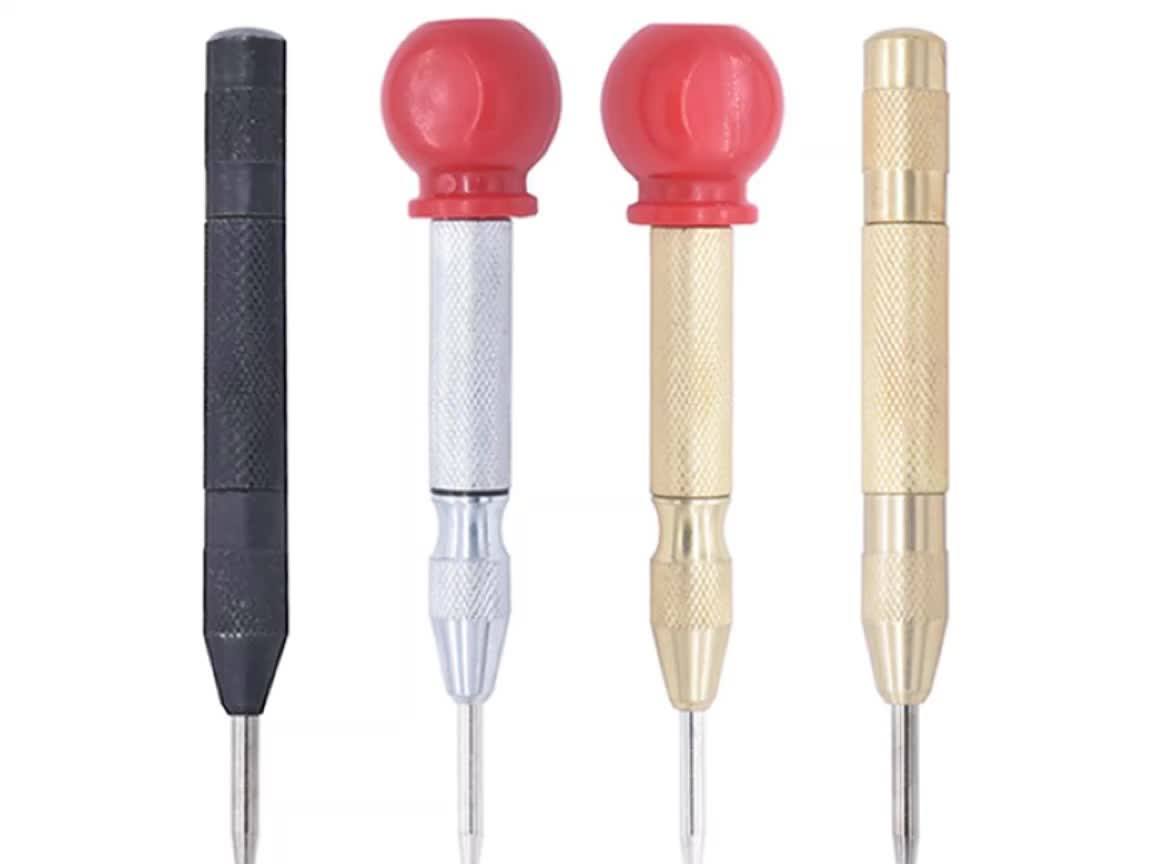 Rubber Handle Automatical Centre Punch Chisel Round Knurled Shank Alloy