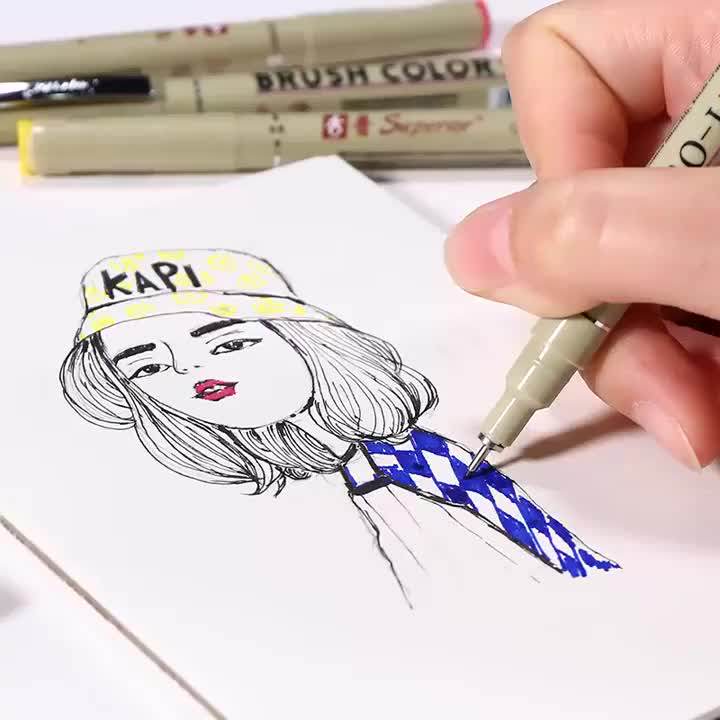 Superior 12 Colors Needle Drawing Pen 0.45mm Fineliner Animation Design