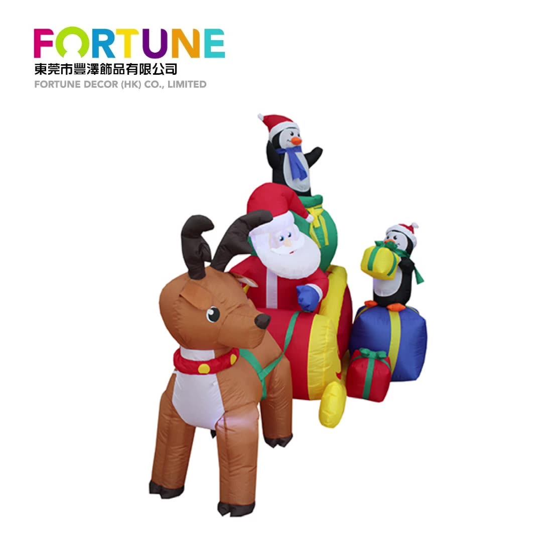 150cm 5ft Inflatable Santa Claus Rides A Green Inflatable Tractor For