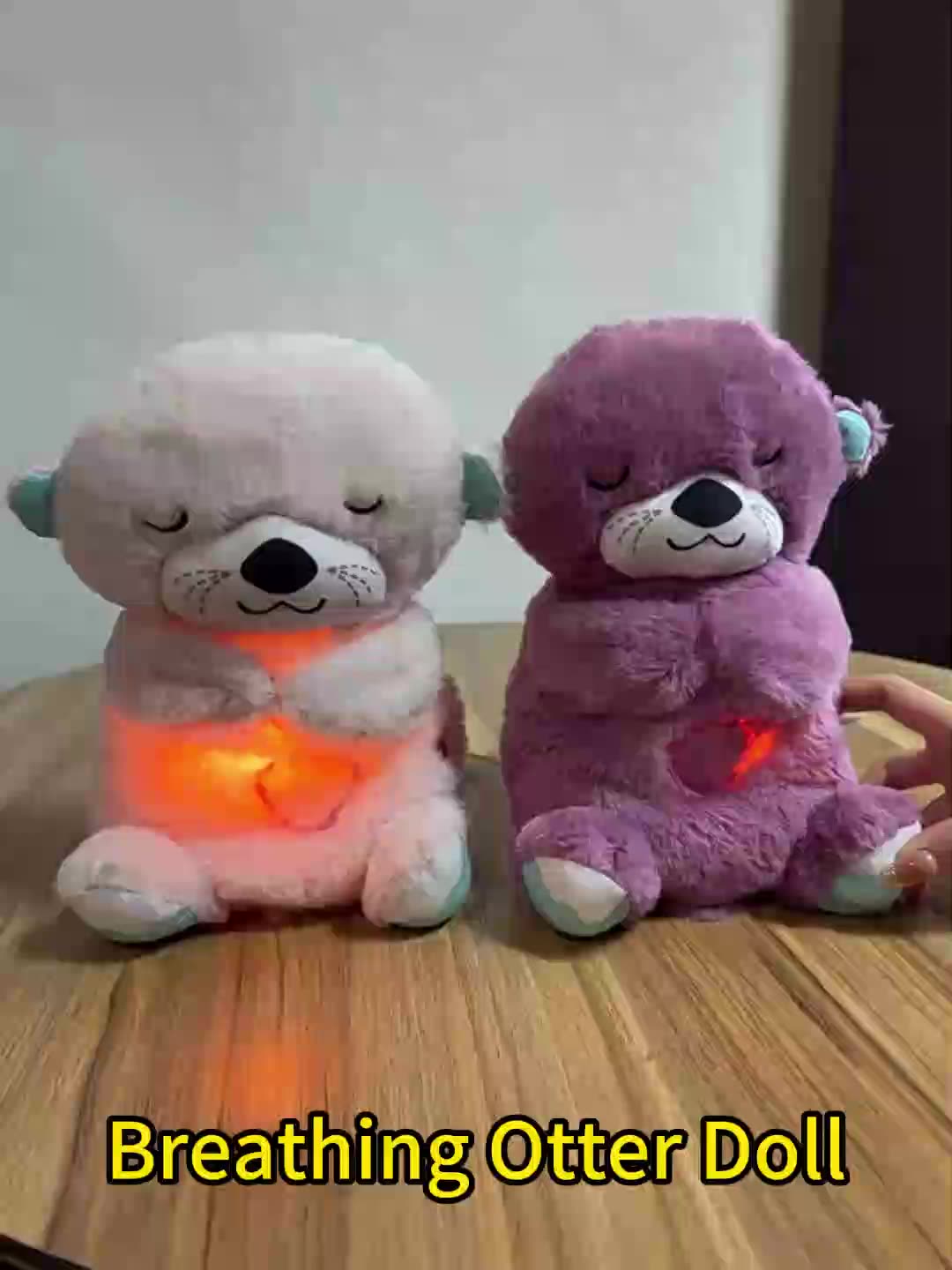Wholesale Breathing Glowing Plush Bear Toys Baby Soothing Sleeping