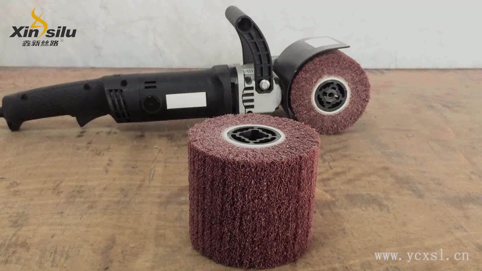 110x100x19 Nylon Abrasive Flap Drum Nonwoven Polishing Brush Wire Drawing Wheel For Stainless