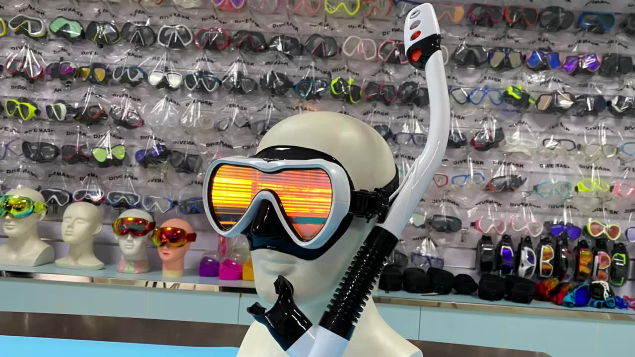 Aloma Coated Tempered Glass Single Lens Scuba Diving Goggles Dry Top Snorkeling Mask And Snorkel