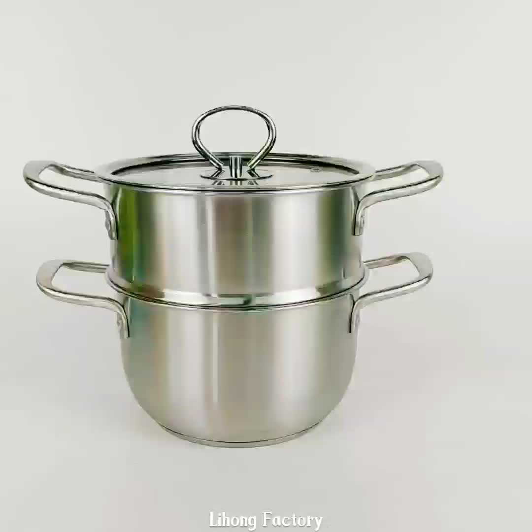 Stainless Steel 2 Tier Cooker Steamer Seafood Tamale Steamer With