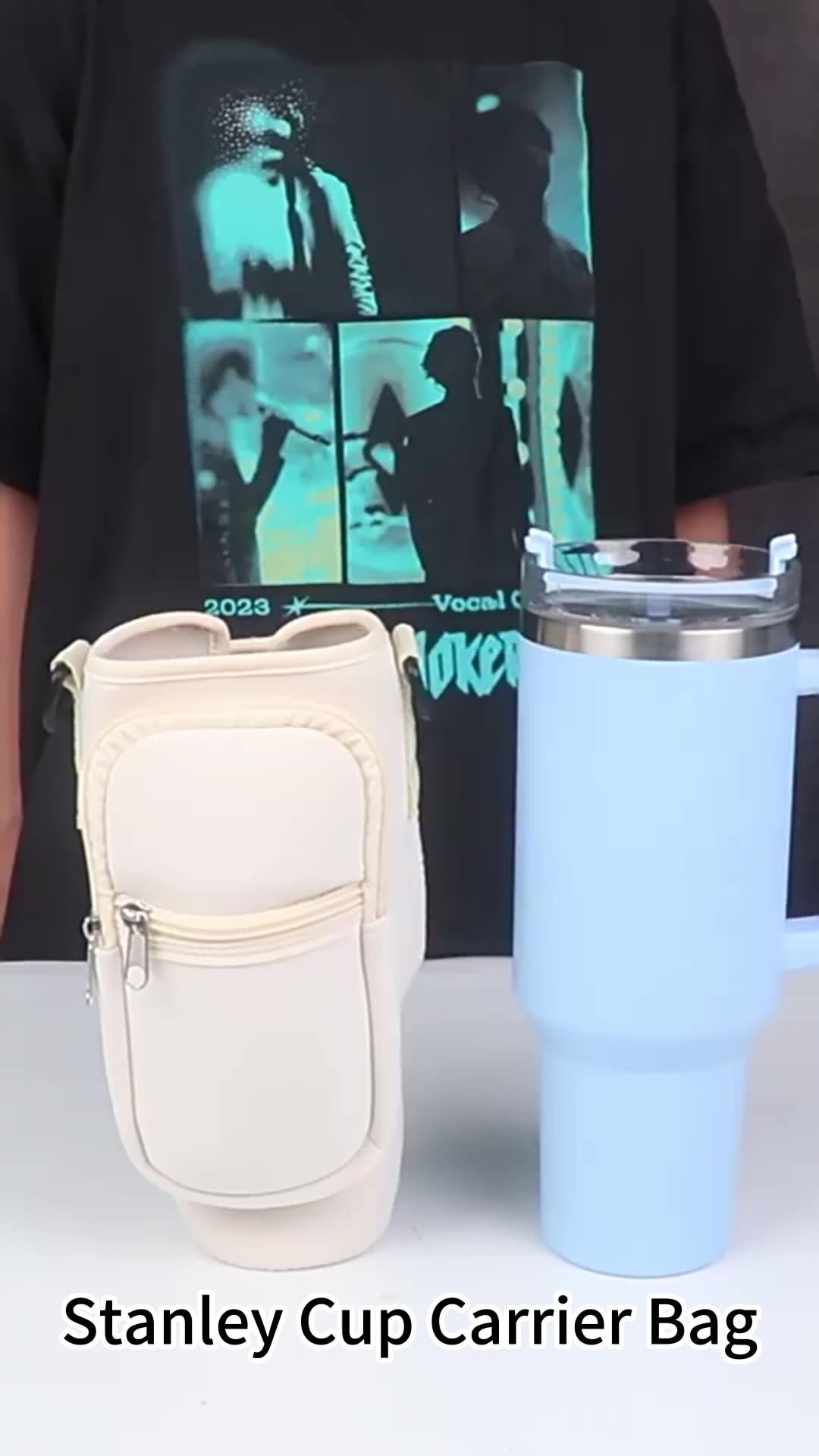 Adjustable Strap Neoprene 40oz Water Bottle Carrier Sleeve Pouch