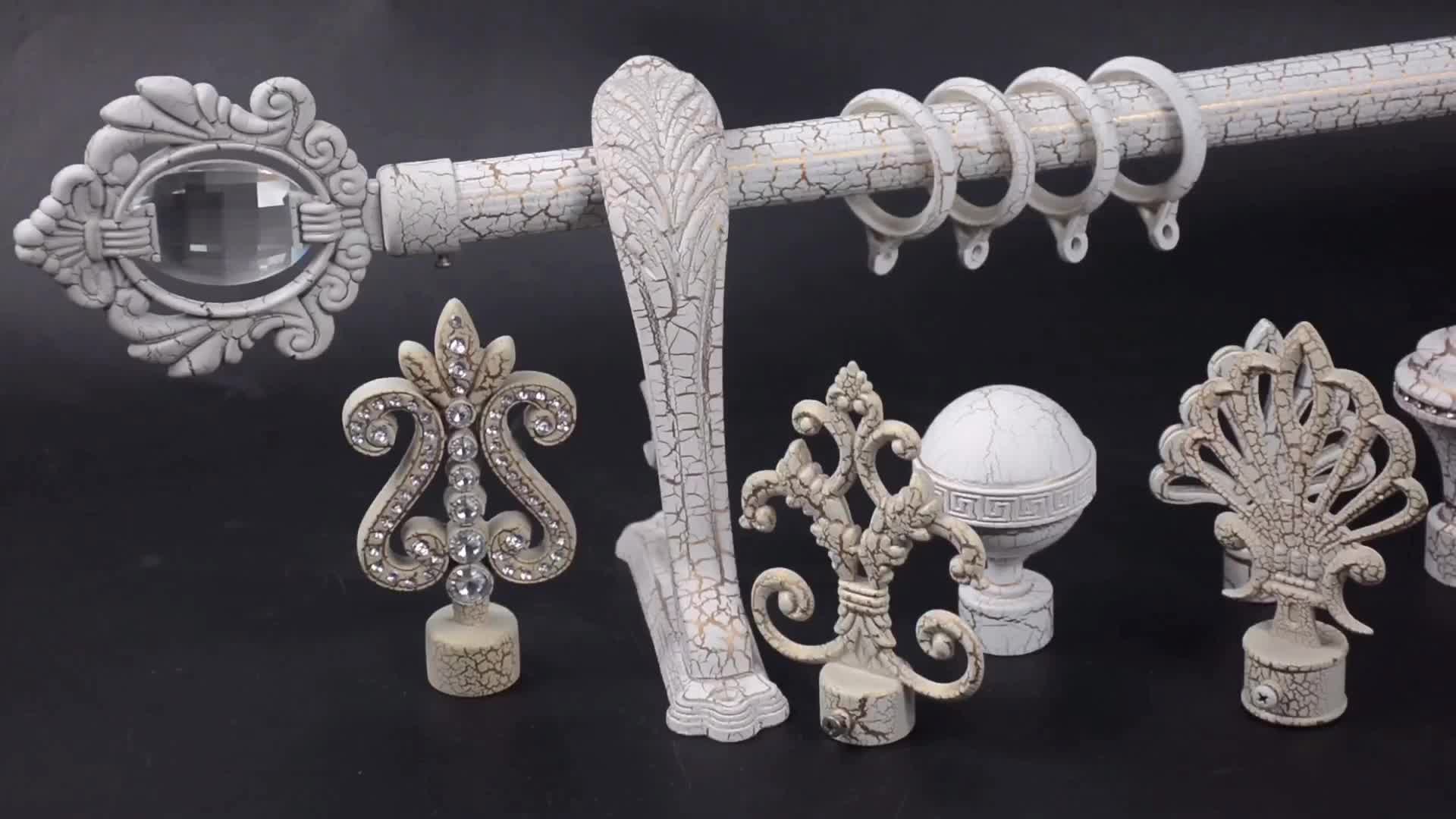 Kyok Wood Curtain Rod Brackets Decorative Triple Curtain Rod Bracket