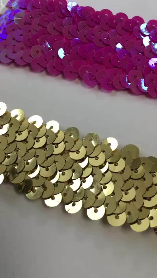 Wholesale Different Width Bling Finish Braid Elastic Sequin Lace Trim