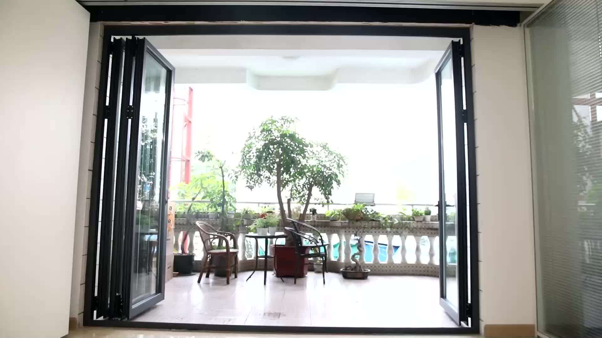 Australian Standard Aluminum Bathroom Glass Folding Door For Exterior