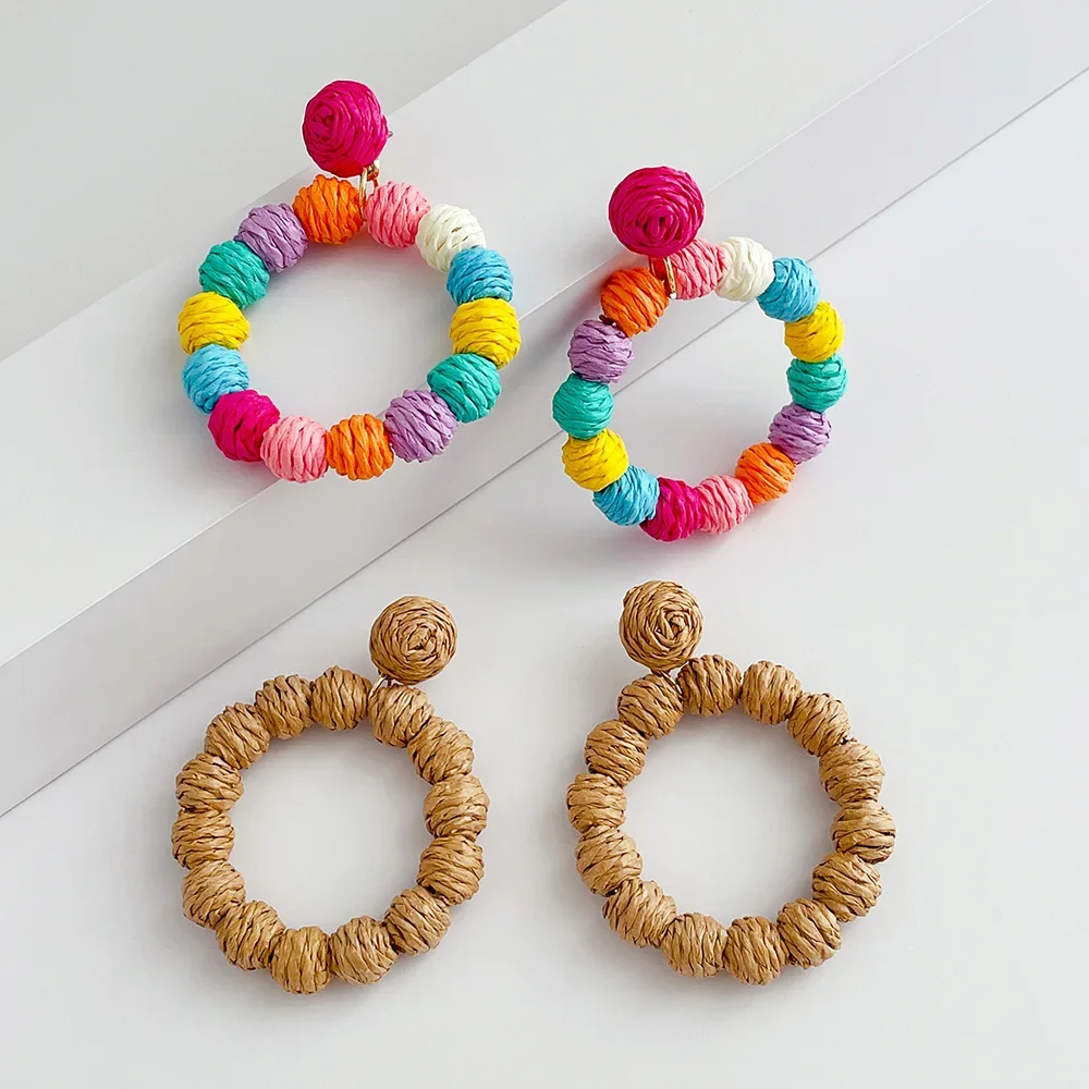Woven geometric earrings handmade