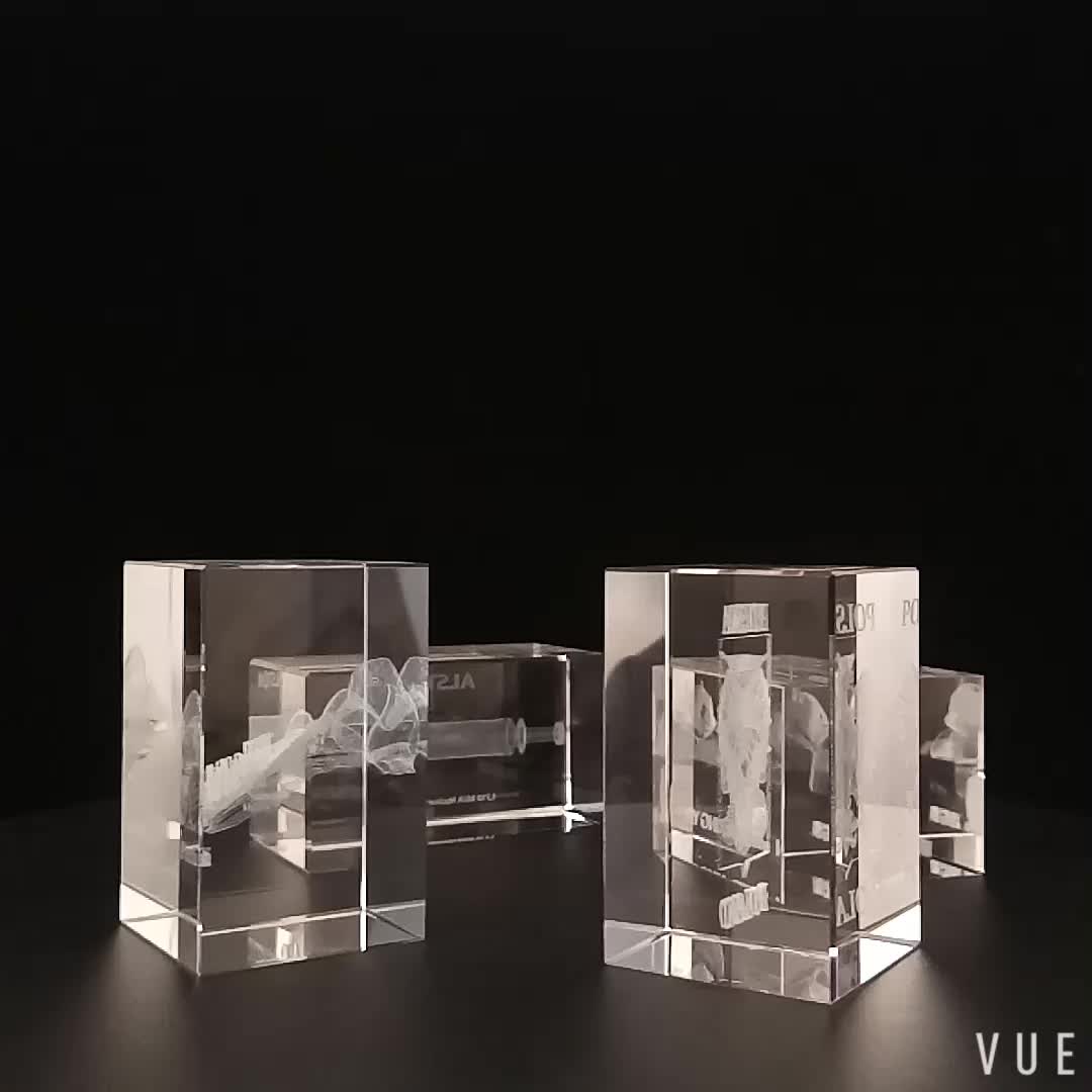 Wholesale 3d Laser Engraved Blank Solid Crystal Glass Cube With Crystal