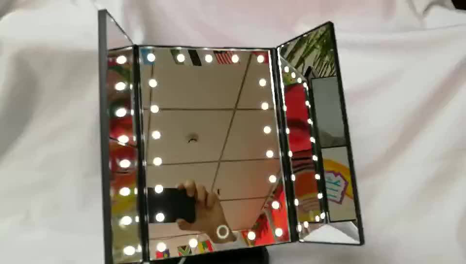 Trifold 21 Led Lighted Makeup Mirror Cosmetic Touch Screen Vanity