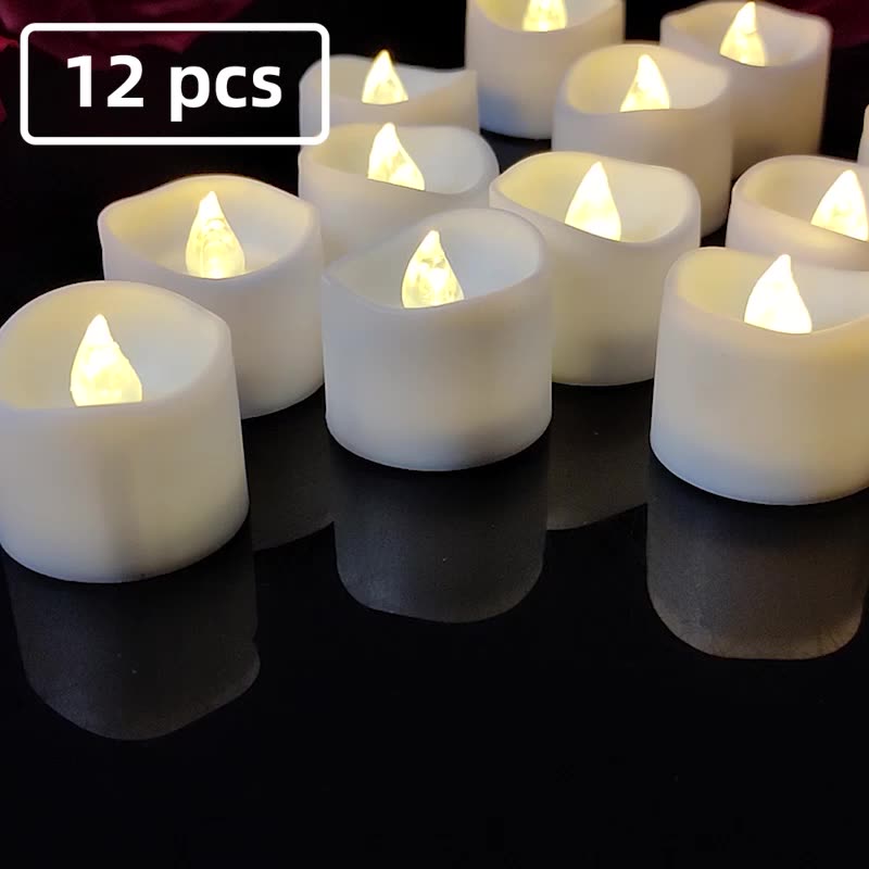 Battery Tea Lights With Timer,6 Hours On And 18 Hours Off Pack Of 12