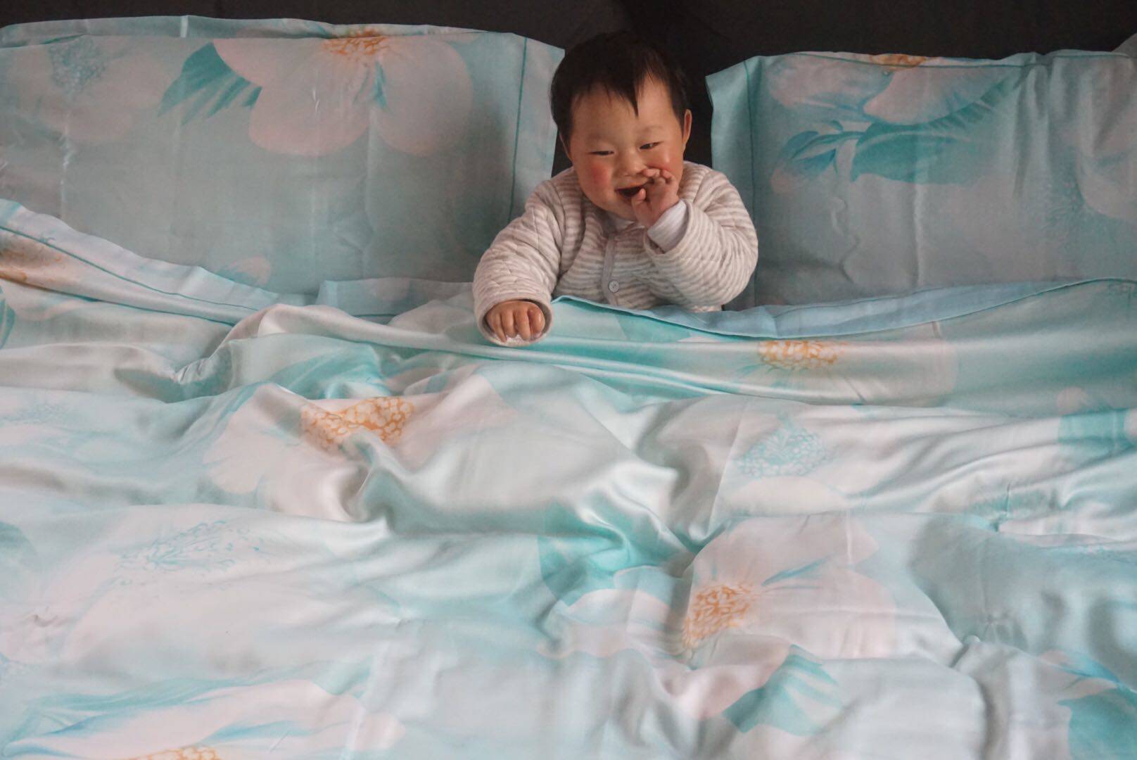 水星家纺双面贡缎天丝四件套