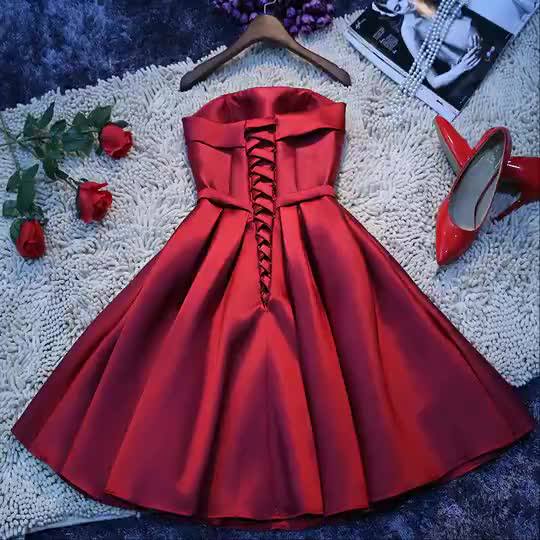 De Enero De Wln012 De Baile Sexy Elegante Parte Superior Del Tubo De Satén Rojo  Vestido Corto Vestido - Buy Vestidos De Noche,Vestidos De Baile De 2021 Vestidos  De Noche Sexy,Vino Rojo