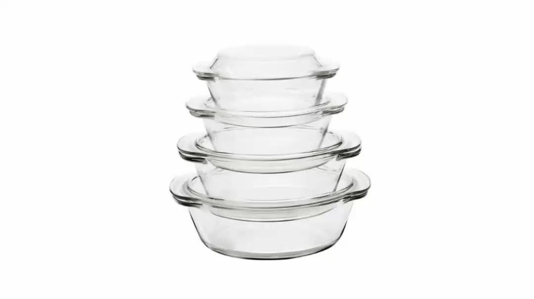 Cheap Glass Bakeware With Handle Heat Resistant Glass Saucepan With Lid