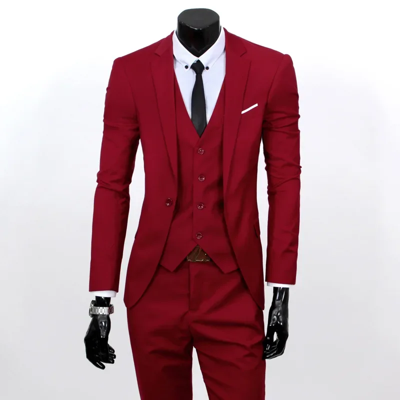 Foreign Trade Men's Suit suit One Button for Work All-match Suit Slim-fit Suit Temperament Men's Three-piece Cross-border Suit
