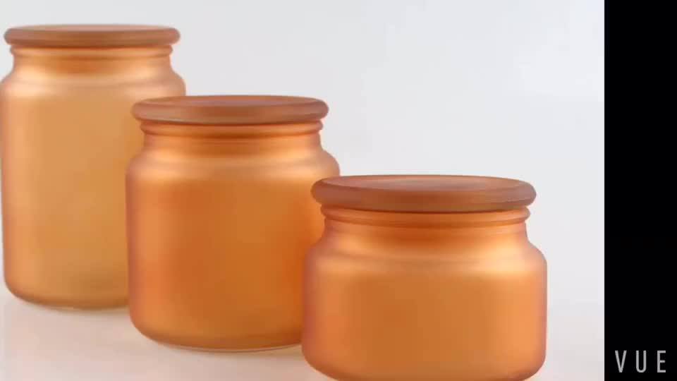 Matt Amber Glass Jar For Candle Wax Candle Holder With Stopper Lid